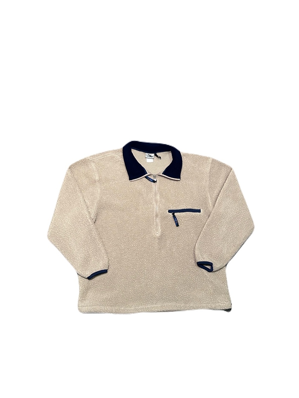 Vintage L.L.Bean 90s Large Fleece Pile Sherpa Beige Oatmeal